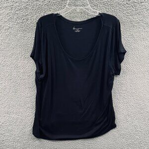 Lane Bryant Women Top 22/24 Black Scoop Neck Short Sleeve Stretch Pullover Shirt